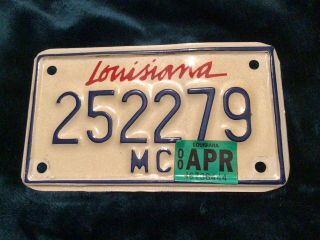 2000 Louisiana Motorcycle License Plate 2000