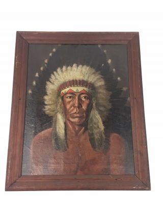 Robert Gribbroek Indian Chef Tiwa Tribe Isleta 1932 Oil On Canvas