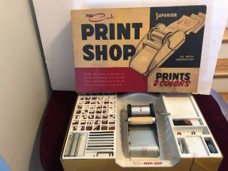 Vintage 1950s The Cub Print Shop Rotary Printing Press Set By Superior,  Orig Box