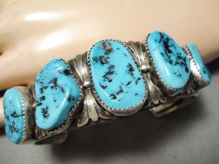 Marvelous Tom Frnacisco Vintage Navajo Turquoise Sterling Silver Bracelet