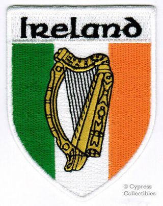 Ireland Irish Iron - On Patch Coat Of Arms Emblem Harp Embroidered Eire Celtic