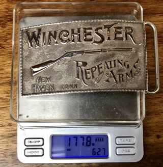 Vintage Winchester Sterling Silver Belt Buckle,  Numbered W/ Reciept 6
