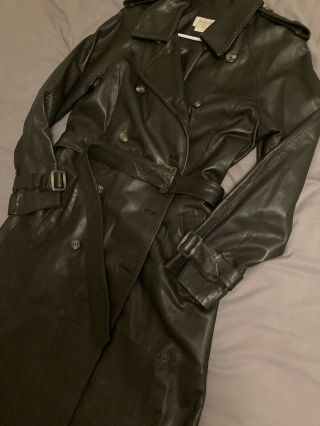 Margaret Godfrey Vintage Mid - Length Leather Jacket/trench Coat