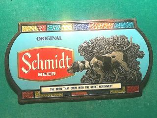 Vintage 1978 Schmidt Hunting Dog Metal Beer Sign (15 " By 8 1/2 ")
