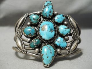 Important Vintage Navajo Ramon Platero Turquoise Sterling Silver Bracelet Old