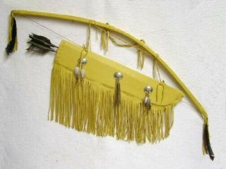Authentic Native American Hand Made Warrior Bow And Quiver With Arrows 44 "