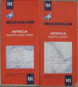 2 Vintage Michelin Africa Road Maps North & West 1971 153 North - East 154 1972