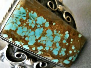 CHIMNEY BUTTE Native American Number 8 Turquoise Sterling Silver Cuff Bracelet 4