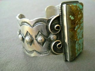 CHIMNEY BUTTE Native American Number 8 Turquoise Sterling Silver Cuff Bracelet 5