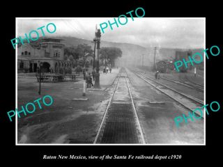 Old Postcard Size Photo Of Raton Mexico The Sante Fe Railroad Depot C1920