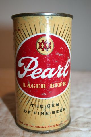 Pearl Lager Beer 12 Oz.  1955 Flat Top Beer Can From San Antonio,  Texas