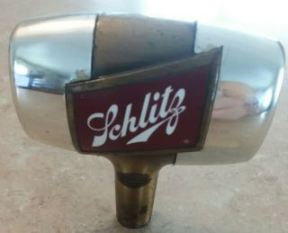 Vintage Metal Brass Chrome Schlitz Beer Keg Tap Handle