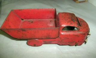 Antique Pressed Steel/tin Red Toy Truck,  Rubber Tires