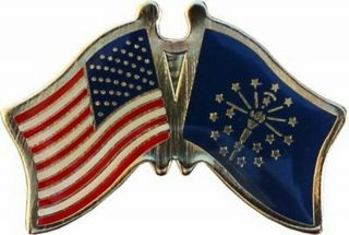 Usa American State Of Indiana Friendship Flag Bike Motorcycle Hat Cap Lapel Pin