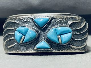 Extraordinary Vintage Navajo Blue Gem Turquoise Sterling Silver Bracelet