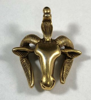 Vintage Mma Metropolitan Museum Of Art Gold Tone Egyptian Rams Head Pendant