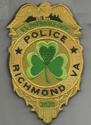 Richmond Virginia Police 2020 St.  Patricks Day Patch