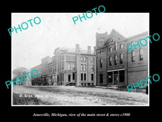 Old Postcard Size Photo Of Jonesville Michigan The Main Street & Stores C1900