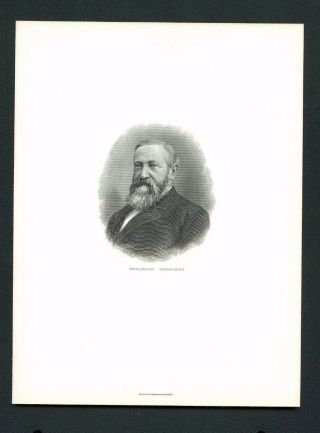 Benjamin Harrison Vintage Engraved 6x8 Portrait
