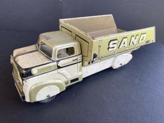 Vintage 1950s Marx Pressed Steel Litho Tin Sand & Gravel Dump Toy Truck