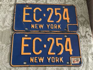 Vtg.  66 - 73 York License Plate Tag Set Ec - 254 Erie County Clerk Plates Usa