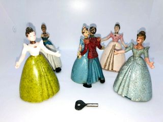 Vintage Wells Brimtoy Clockwork Cinderella Dancing Ladies