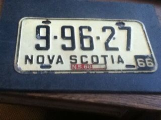 License Plate Tag Nova Scotia 1966 9 96 27 Rustic Vintage