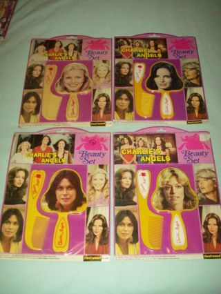 1977 Charlies Angels Beauty Set Of 4 - Yellow - Fleetwood Toys - Moc