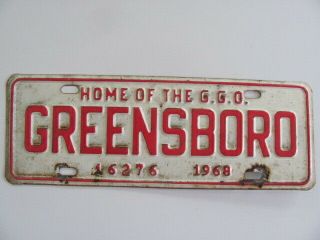 1968 North Carolina Nc License Plate Topper,  Greensboro,  16276,  Vintage,