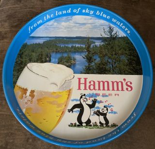 Vintage 12” 1950s Hamm’s Beer Dancing Singing Bears Metal Tray