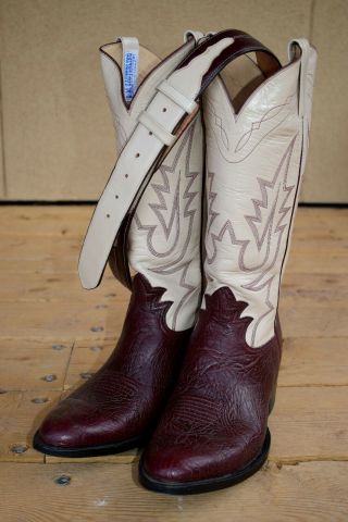 L.  M.  Easterling Custom Cowboy Boots W/ Matching Belt