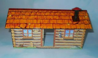 Vintage 1950 - 60s Marx Western Play Set Tin Litho Small Cabin With Chimney & Bar