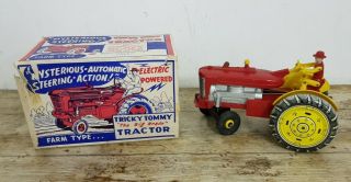 Rare Vintage Red & Yellow Louis Marx Tricky Tommy Tractor Toy With Box