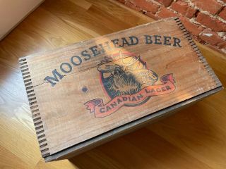 Vintage Moosehead Beer Canadian Lager Wooden Box Crate
