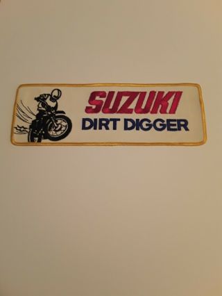 Suzuki Dirt Digger Motorcycle Racing Patch,  Vintage,  11 1/2 " X 4 "