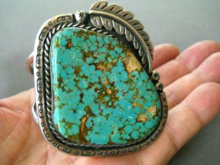 Southwestern Native American Spiderweb Turquoise Sterling Silver Cuff Bracelet