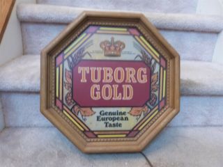 Vintage 1980 Tuborg Gold Beer Light Up Wall Hanging Sign 16 "