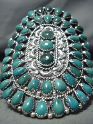 Important Best Vintage Navajo Green Turquoise Sterling Silver Bracelet