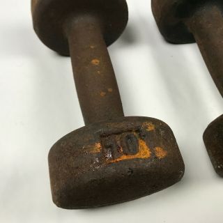 Vintage York 10lb Roundhead Dumbbell Weight Pair Set No USA Stamp 2