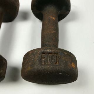Vintage York 10lb Roundhead Dumbbell Weight Pair Set No USA Stamp 3