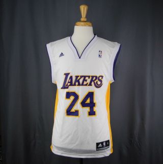 Adidas Kobe Bryant 24 White Los Angeles Lakers Vintage Jersey Men 
