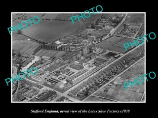 Old Postcard Size Photo Stafford England Aerial View Of Shoe Factory C1930
