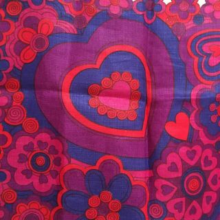 Vtg Linen Tea Towel Carnaby Close By Ulster Midcentury Modern Mcm Red Purple