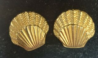 Vintage Christian Dior Gold Tone Shell Earrings Runway Couture