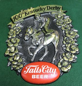 FALLS CITY BEER LOUISVILLE,  KY.  100th KENTUCKY DERBY,  1974 VACUFORM PLASTIC SIGN 3