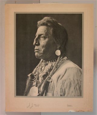 1927 Native American Blackfoot Indian Chief Two Guns White Calf Signed Portrait