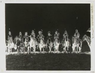 1900s Native American Indian Warriors Mounted Horseback Glass Photo Negative BB 3