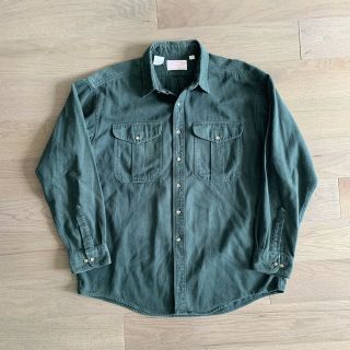 Vintage 80s 90s Cc Filson Green Work Shirt Usa Outdoor Xl Button Up
