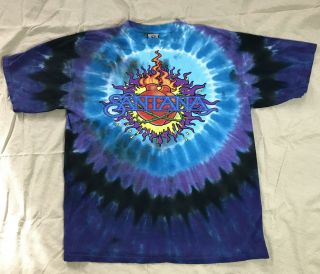 Vintage 1999 Tie Dye Santana Liquid Blue T - Shirt Xxl