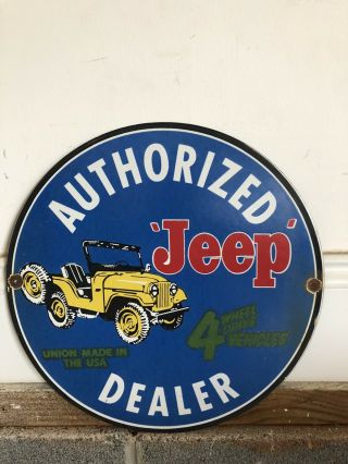 Vintage Porcelain Jeep Authorized Dealer Sign